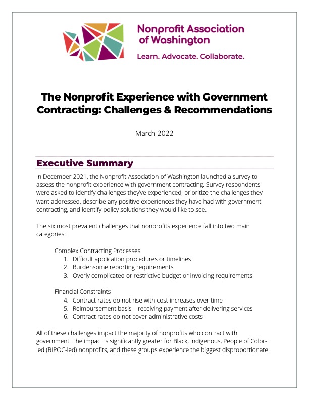 Washington Nonprofits Government Contracting Report Thumbnail