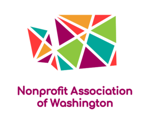 NAWA_logo_color_vertical Nonprofit Association of WA Logo, the state of WA in red, yellow, teal, and purple in multiple vectors.