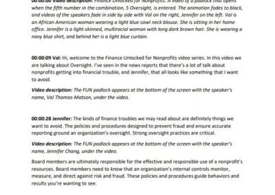 Chapter: Oversight – Video Transcript