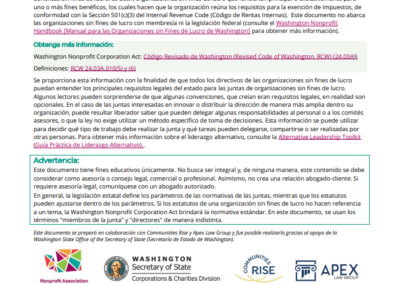 Normativas de las juntas en el estado de Washington