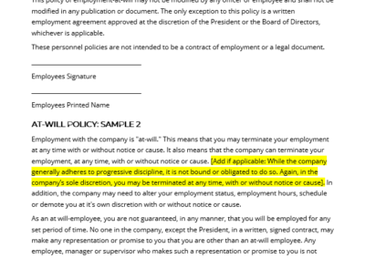 Sample At-Will Policy
