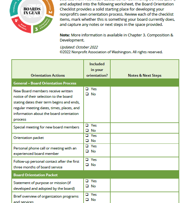 Board Orientation Checklist Preview