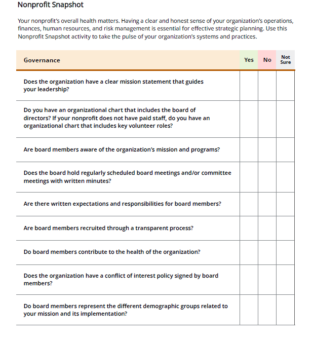 Nonprofit Snap Shot Thumnail