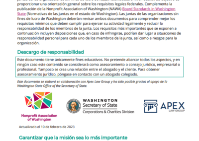 Normativas para las juntas de organizaciones federales sin fines de lucro