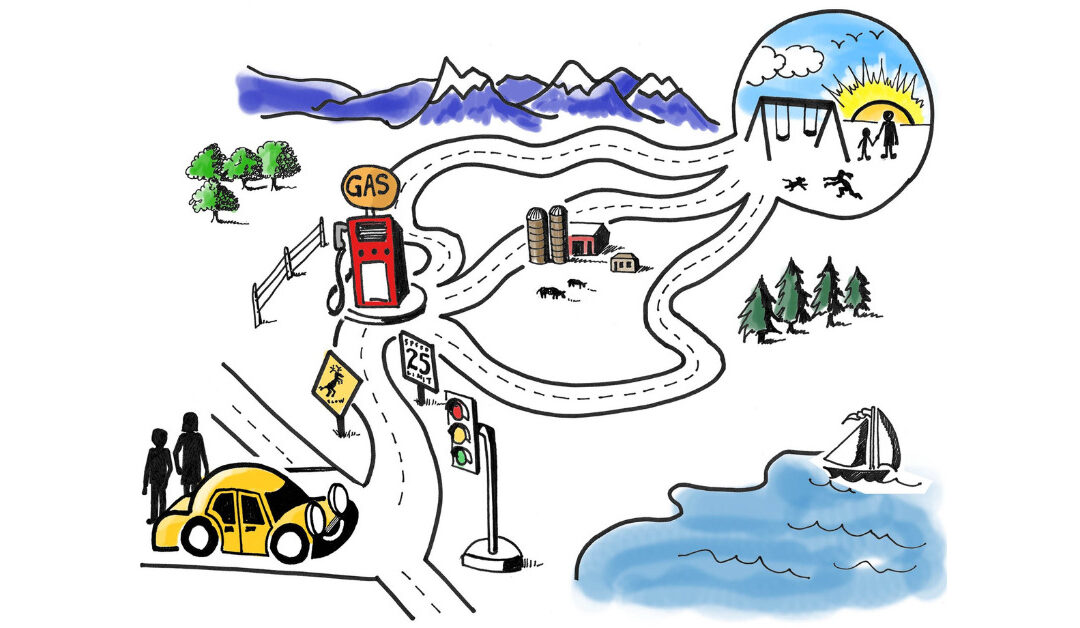 Cartoon drawing of a road