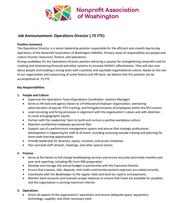 Operations Director Job Description