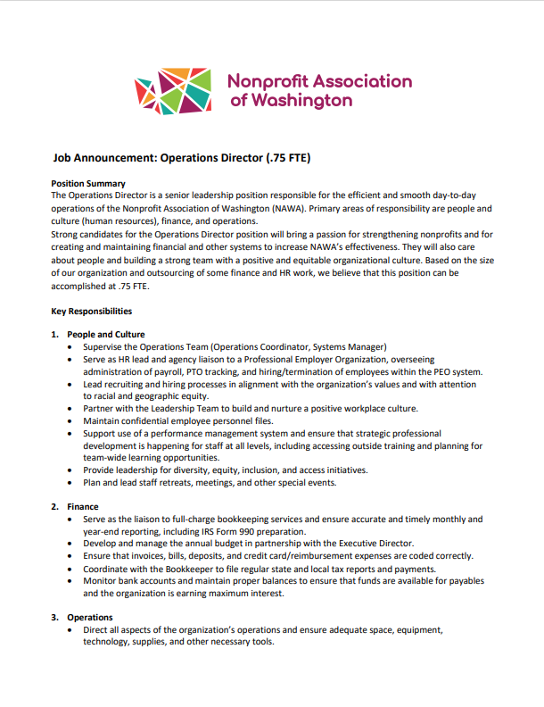 Operations Director Job Description