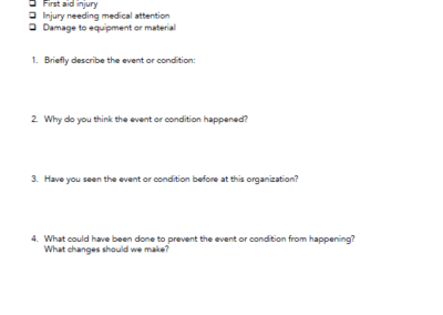 Sample Accident, Incident, or Injury Reporting Form