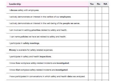 Safety and Health Leadership and Staff Survey
