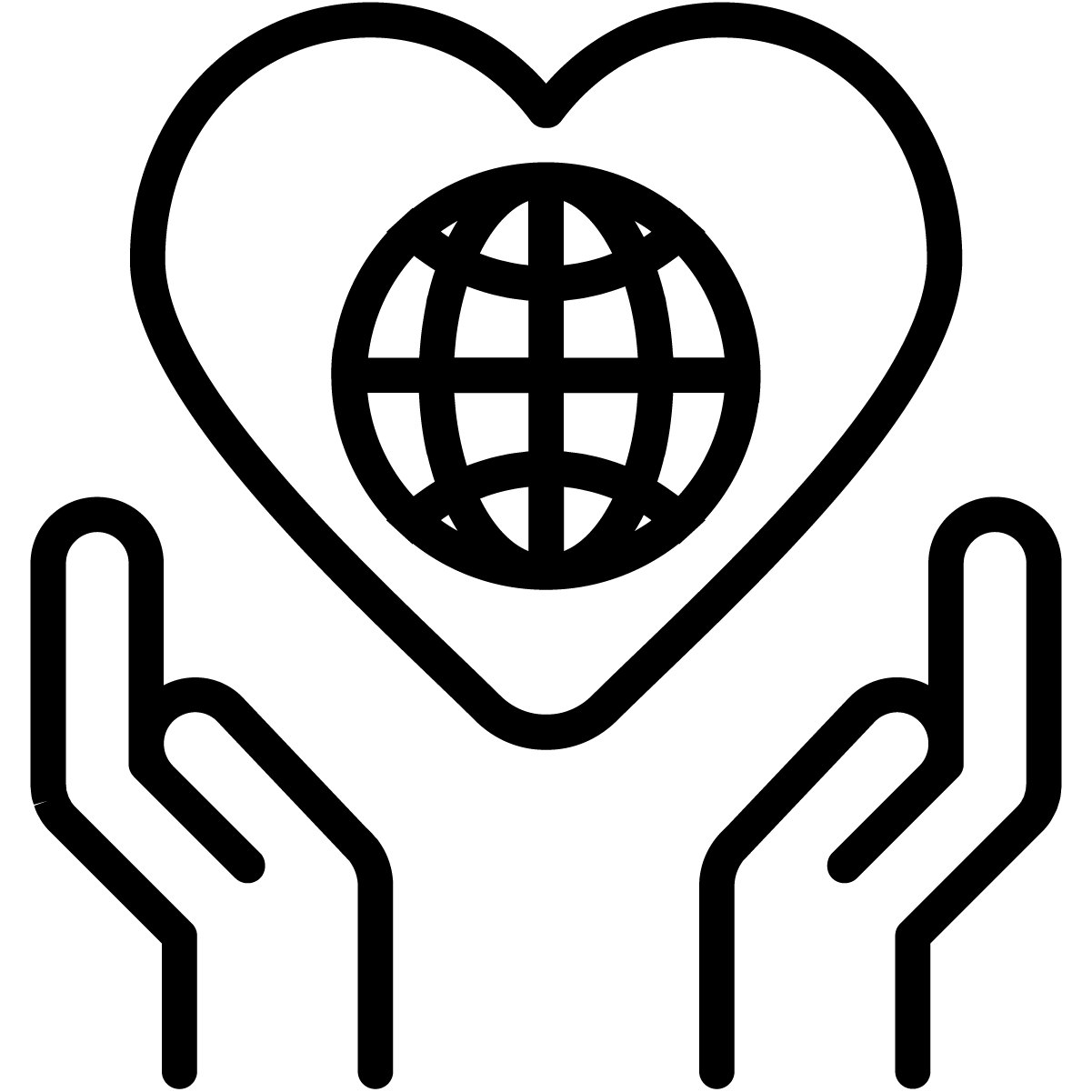 Hands holding a heart with the world in it