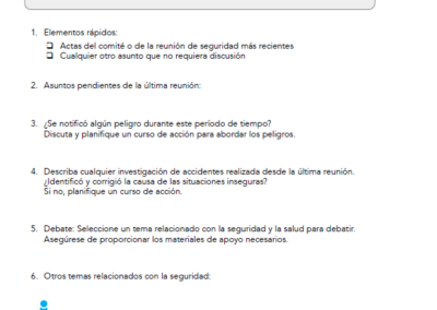 Agenda del Comité o de las reuniones de seguridad