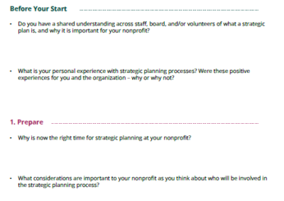 Strategic Planning Reflection Questions for Each Stage